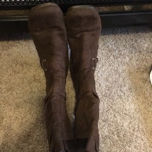 Brown suede boots